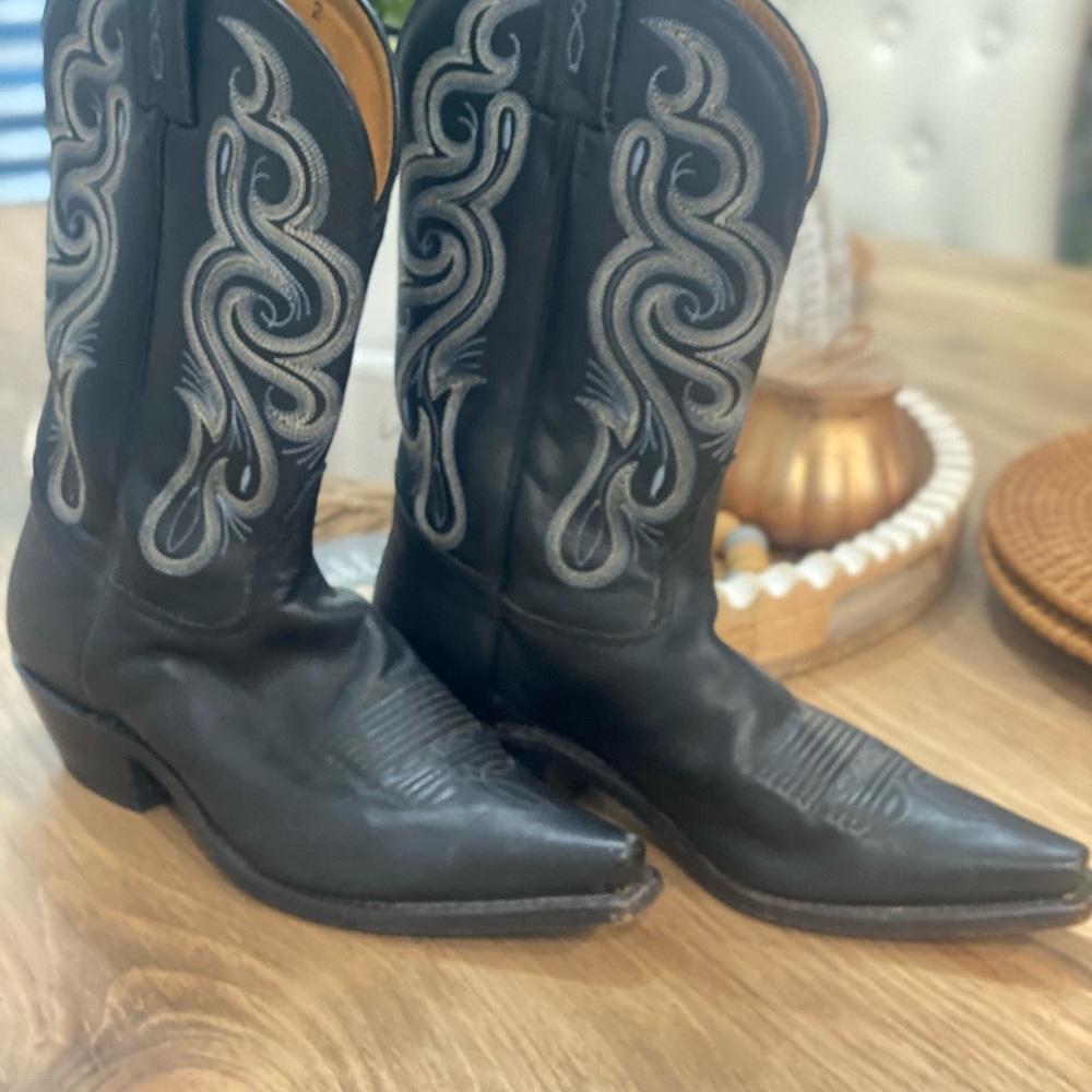 Tony Lama Black Leather Boots